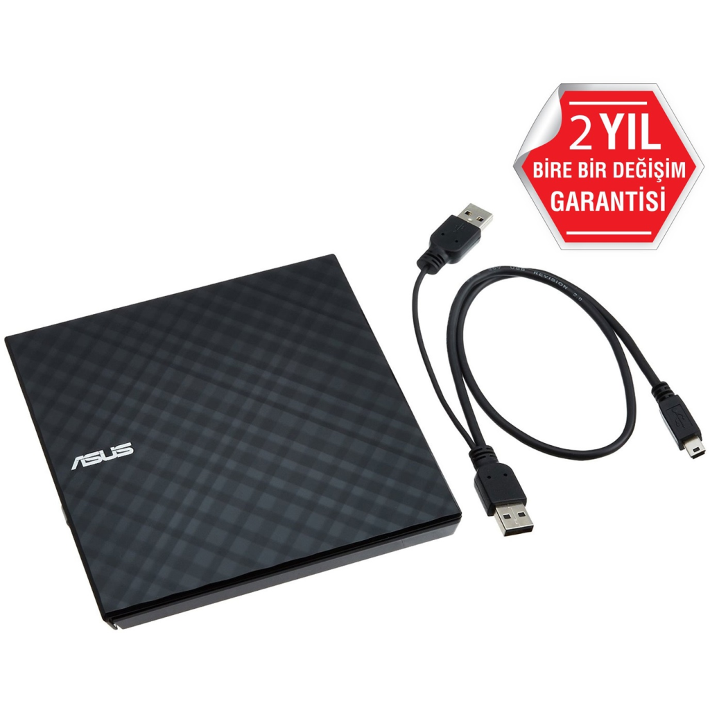 ASUS SDRW-08D2S-U Lite, Usb 2.0, External, Siyah, Slim, Optik Okuyucu/Yazıcı