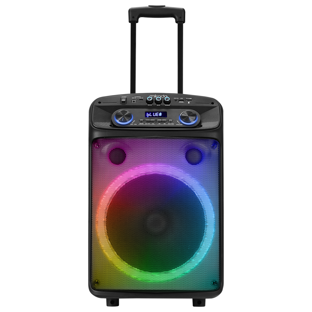 MIKADO MD-BT505, 60W, Taşınabilir, USB/BT/TF/TWS, RGB Aydınlatma, Dahili Batarya, Toplantı, Parti, Açık Hava Speaker. Kablosuz El ve Kafa Mikrofonu Hediyeli