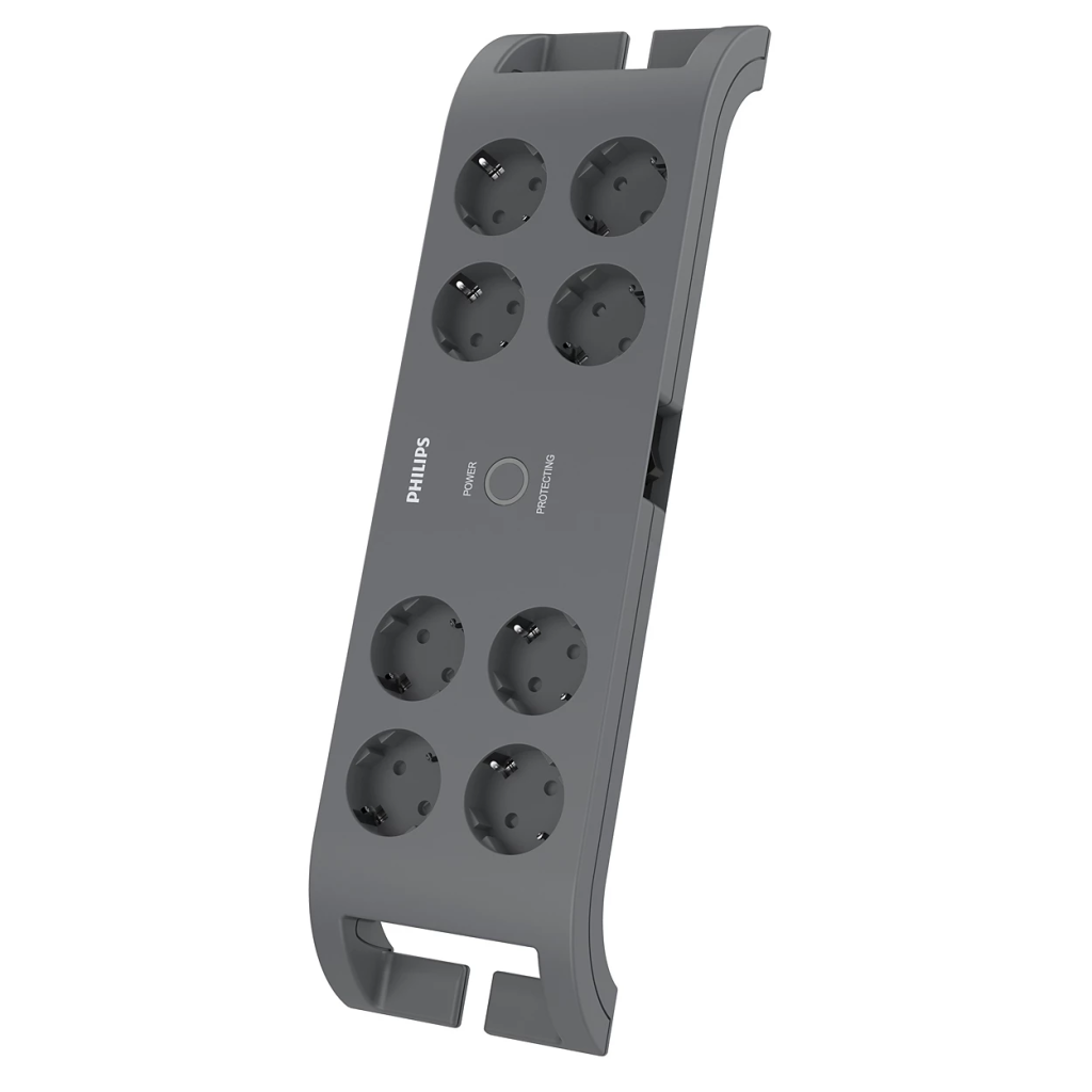 PHILIPS SPN3180A/62, 8 Soket, Akım Korumalı Priz, 900 Joules, 2Mt Kablo, (Gri)