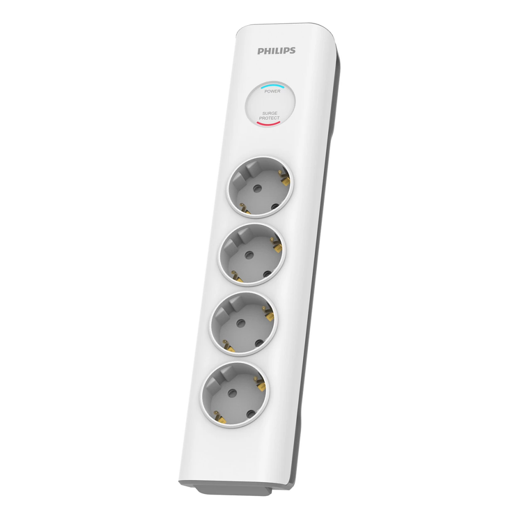PHILIPS SPN7040WA/62, 4 Soket, Akım Korumalı Priz, 600 Joules, 2Mt Örgülü Kablo, (Beyaz)