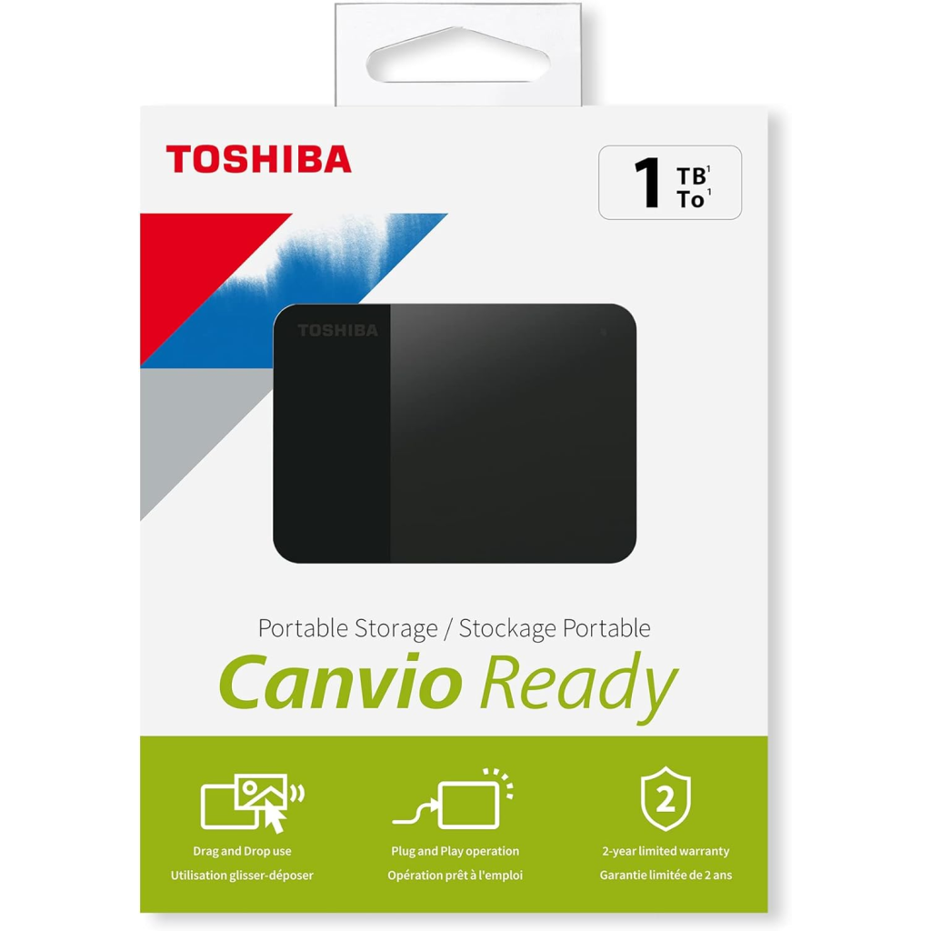 TOSHIBA HDTP310EK3AA, Canvio Ready, 1TB, 2.5" USB 3.0, Taşınabilir, Harici HDD, (Black)