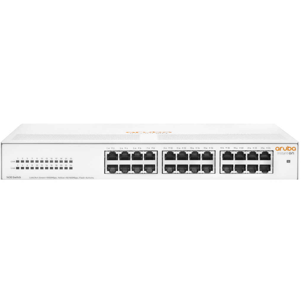 HP Aruba Instant On, R8R49A, 1430-24G, 24Port, GigaBit, Yönetilemez, Rack Mount Switch