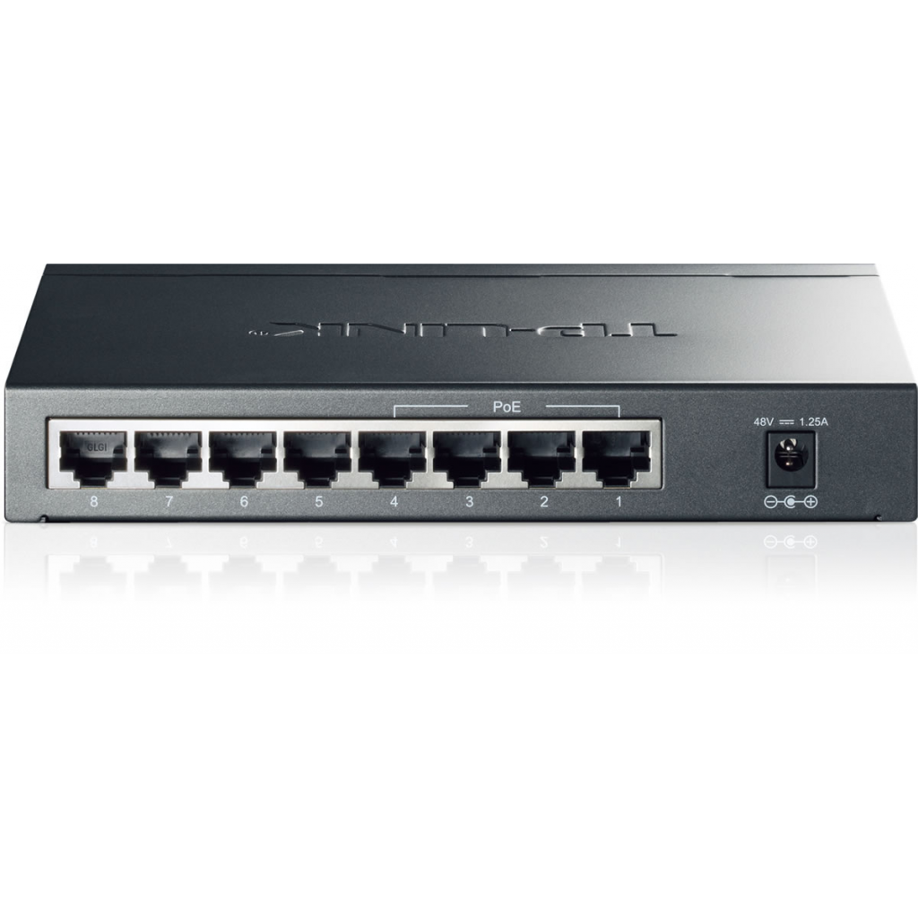 TP-LINK TL-SG1008P, 8 Port, GigaBit, 4 Port PoE, 55W, Yönetilemez, Metal Kasa, Masaüstü Switch