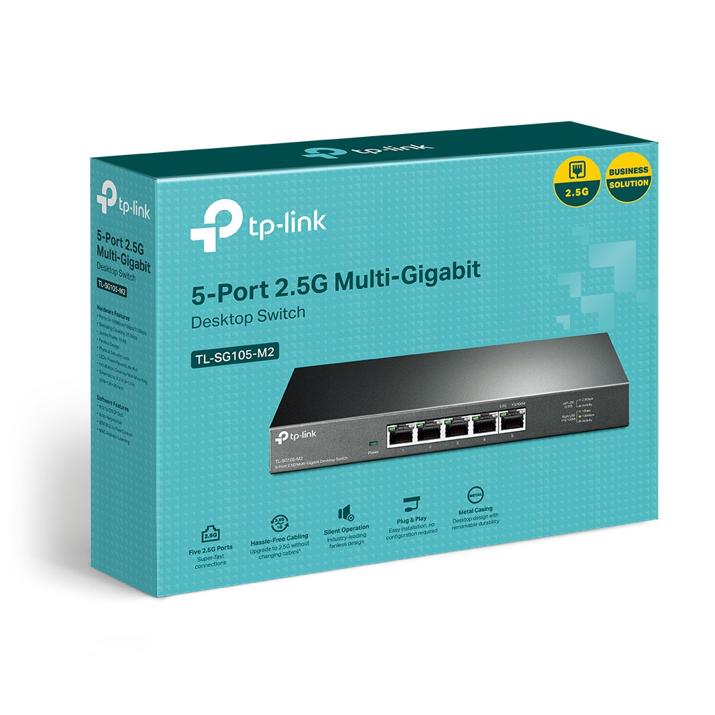 TP-LINK TL-SG105-M2, 5 Port, 2,5Gbps, Multi-GigaBit, Yönetilemez, Metal Kasa, Masaüstü Switch