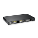 ZyXEL GS1900-48HP V2, 48 Port, Gigabit, 24 Port PoE 170W, 2 Port GigaBit SFP, Yönetilebilir, Rackmount Switch