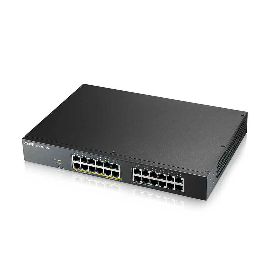 ZyXEL GS1915-24EP, 24 Port, GigaBit, 12 Port PoE, Yönetilebilir, Sessiz, Masaüstü Switch
