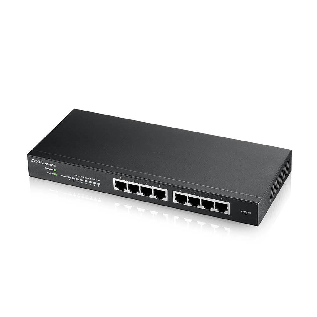ZyXEL GS1915-8, 8 Port, GigaBit, Yönetilebilir, Masaüstü Akıllı Switch