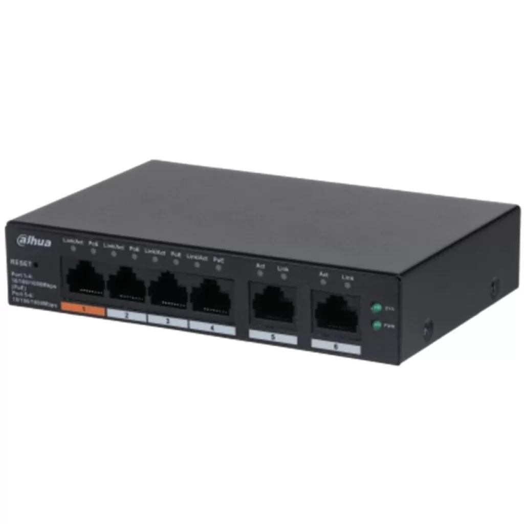 DAHUA CS4006-4GT-60, 4 Port, Gigabit, PoE 60W, 2 Port Uplink, Cloud Yönetilebilir, Switch