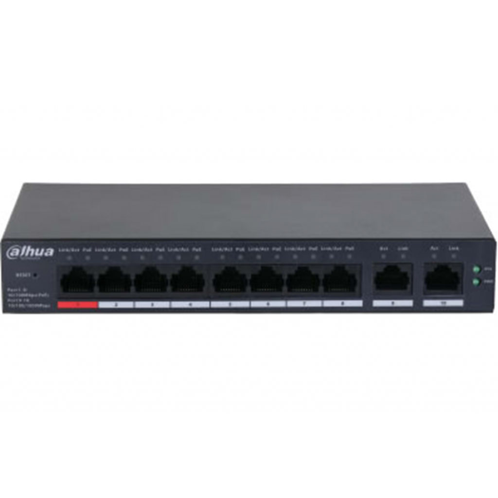 DAHUA CS4010-8GT-110, 8 Port, Gigabit, PoE 110W, 2 Port Uplink, Cloud Yönetilebilir, Switch