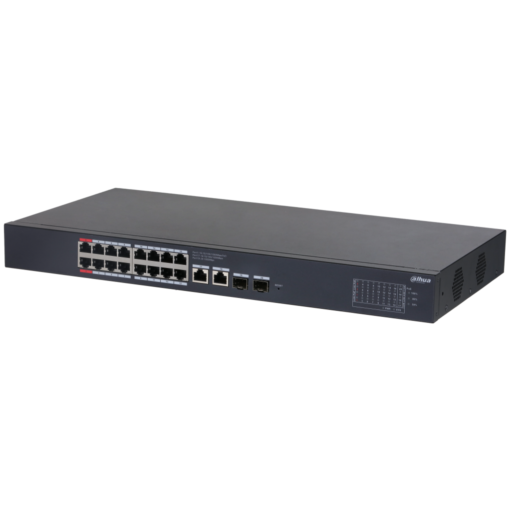 DAHUA CS4220-16GT-240, 16Port, Gigabit, PoE 240W, 2 Port Gigabit Uplink, 2 Port SFP Gigabit Combo, Cloud Yönetilebilir, Switch