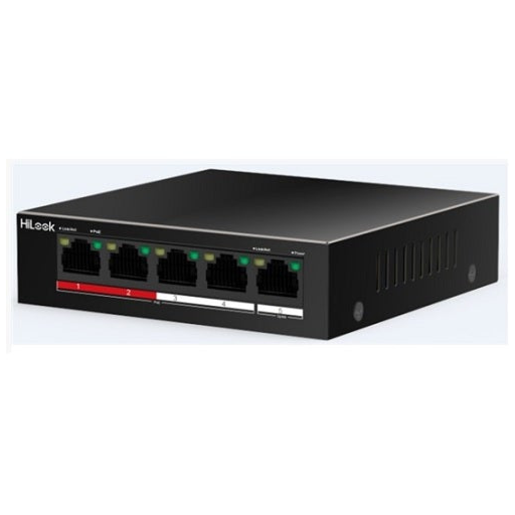 HILOOK NS-0105P-35(B), 4 Port, Megabit, PoE 35W, 1 Port Megabit Uplink, Long Range 250Metre, Yönetilemez, Masaüstü Switch