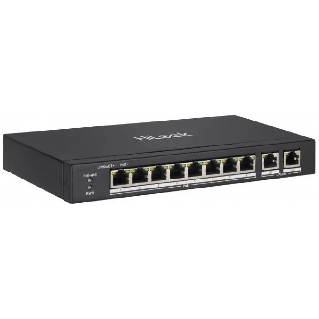 HILOOK NS-0310P-60(B), 8Port, Megabit, PoE 60W, 2 Port Gigabit Uplink, Long Range 250Metre, Yönetilemez, Masaüstü Switch