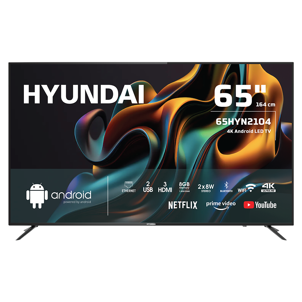 HYUNDAI 65HYN2104, 65" 165cm, 4K Ultra HD, Dahili Wi-Fi, Dahili Uydu Alıcılı, Android Led Televizyon