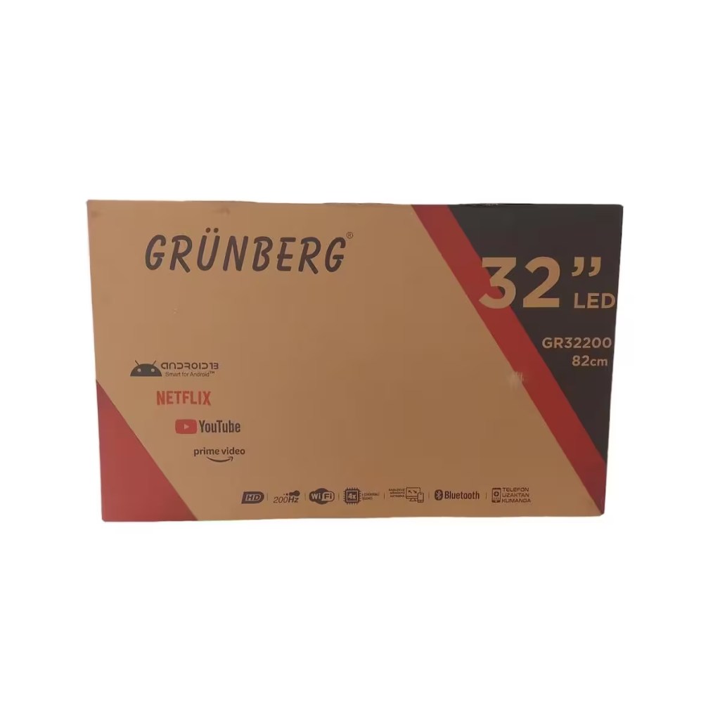 GRÜNBERG GR32200, 32" 82cm, HD Ready, Dahili Wi-Fi, Dahili Uydu Alıcılı, Android Led Televizyon