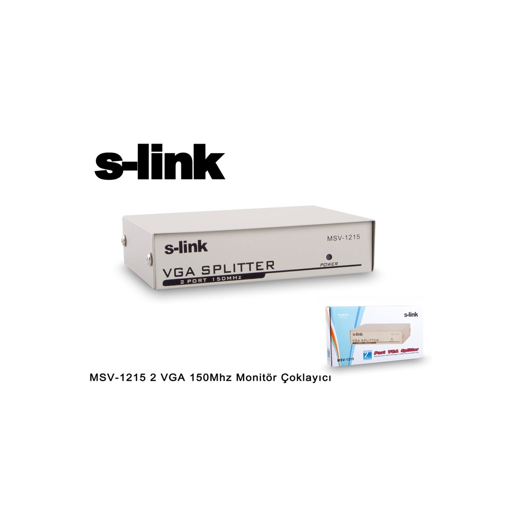 S-Link MSV-1215, 2xVGA, D-Sub Monitör Çoklayıcı, 150Mhz (1PC-2Monitör)
