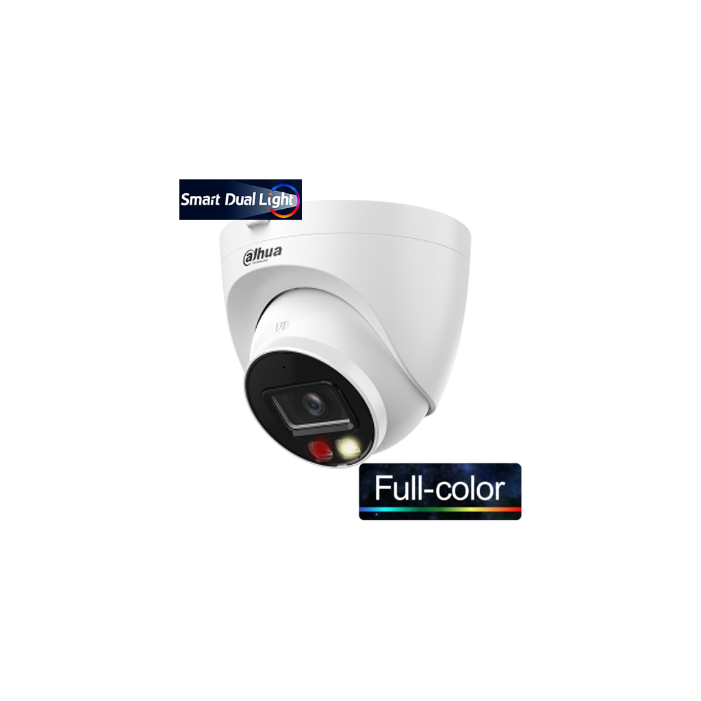 DAHUA IPC-HDW1249T-S-IL, 2Mpix, 2,8mm Lens, SD Kart, Smart Dual Light, H265+, 30Mt Gece Görüşü, Dahili Mikrofon, IP67, PoE Dome IP Kamera