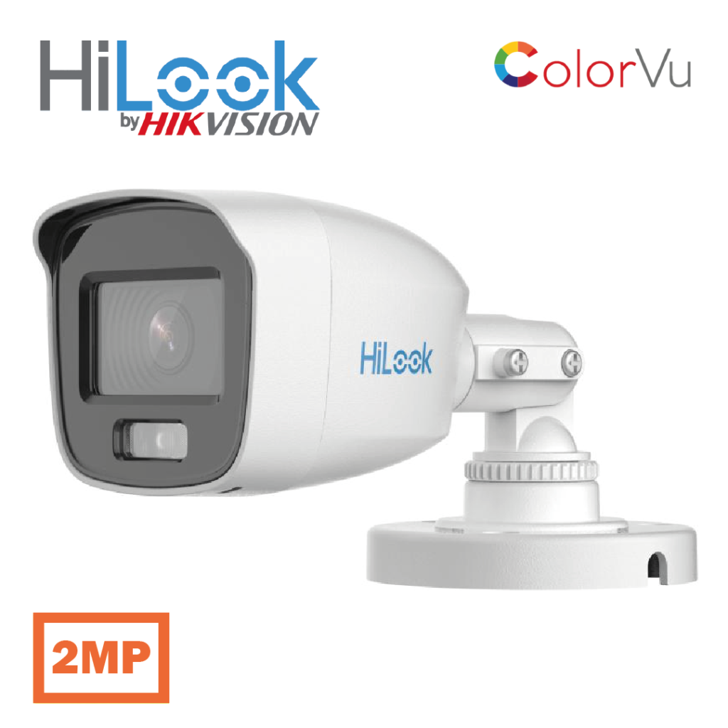 HILOOK THC-B129-LPS, 2Mpix, 2.8mm Lens, 20Mt Gece Görüşü, IP66, Color Vu, Dahili Mikrofon, Bullet Kamera