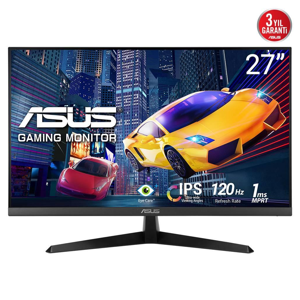 ASUS VY279HGR 27" 1ms, 120Hz, Full HD, HDMI, D-Sub, IPS LED, Anti Bakteriyel, Mavi Işık Filtresi, Eye Care, GAMING Monitör
