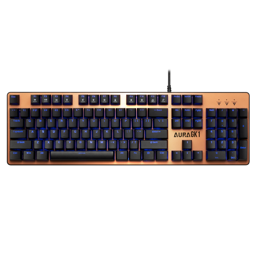 GAMDIAS AURA GK1, USB Kablolu, İngilizce,  Rainbow Backlight, Red Mekanik Switch, Bronz Edition, Gaming Klavye
