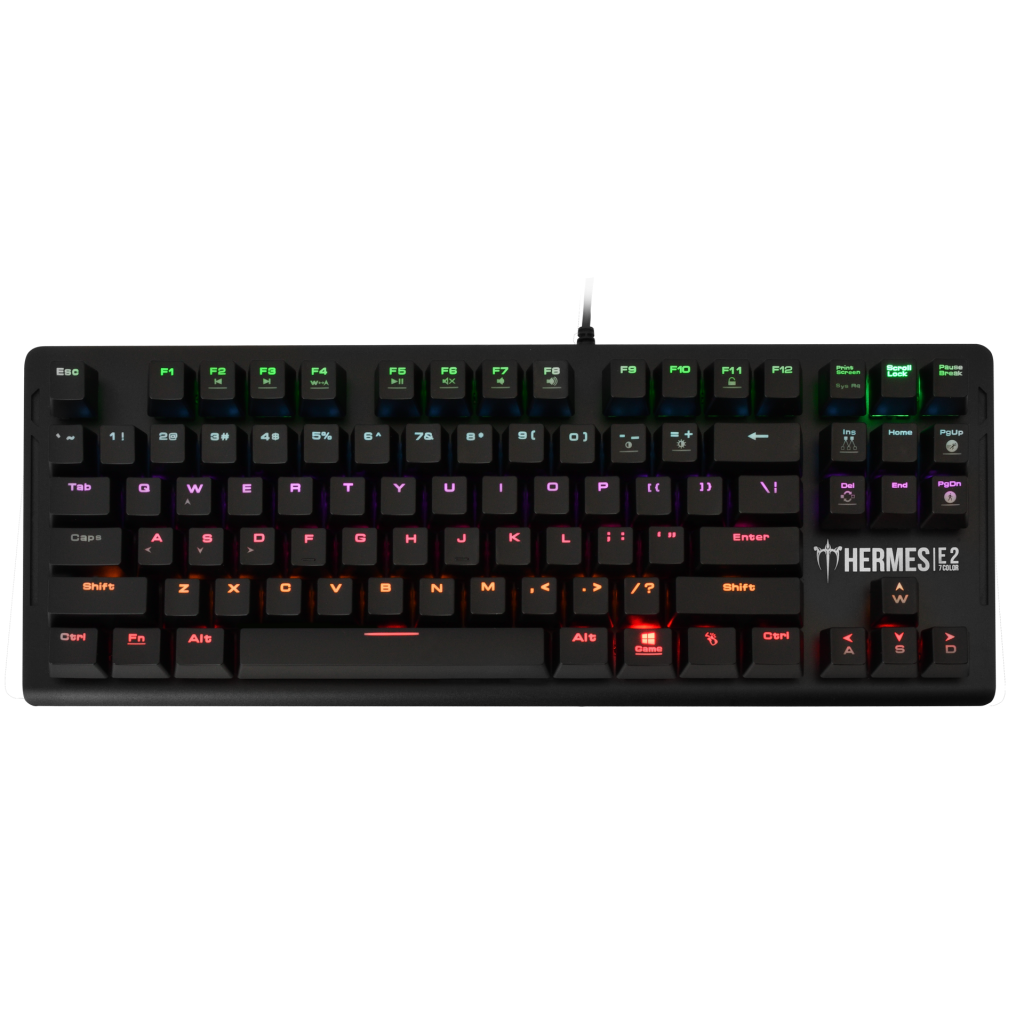 GAMDIAS HERMES-E2, USB Kablolu, İngilizce,  Rainbow Backlight, Blue Mekanik Switch, Gaming Klavye