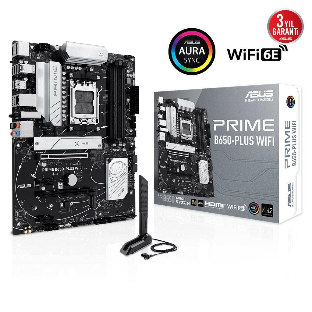 ASUS PRIME B650-PLUS WIFI, 4xDDR5, 2xM.2,  HDMI, DP, Type-C, AM5 Soket GAMING Anakart