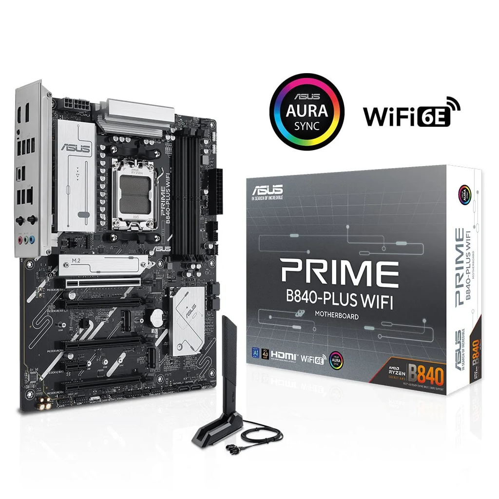 ASUS PRIME B840-PLUS WI-FI, 4xDDR5, 3x M.2, HDMI, DP, Type-C, WI-FI 6E, Bluetooth 5.3, AM5 Soket GAMING Anakart