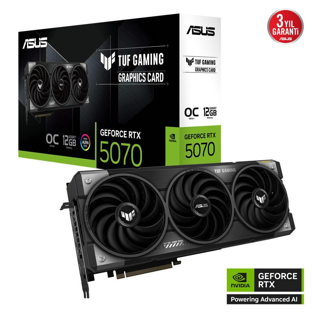 ASUS TUF-RTX5070-O12G-GAMING, 12Gb, 192Bit, GDDR7, 2xHDMI, 3xDP GAMING Ekran Kartı