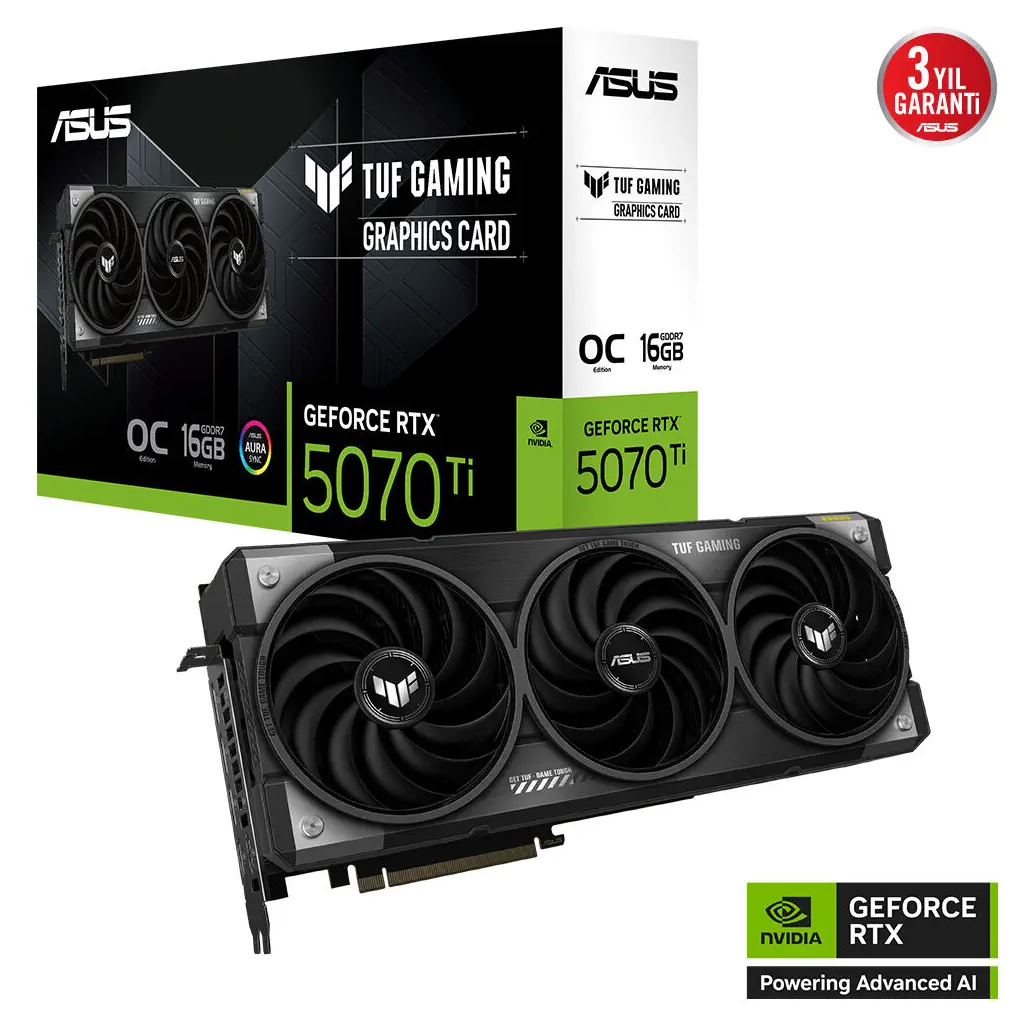 ASUS TUF-RTX5070TI-O16G-GAMING, 16Gb, 256Bit, GDDR7, 2xHDMI, 3xDP GAMING Ekran Kartı