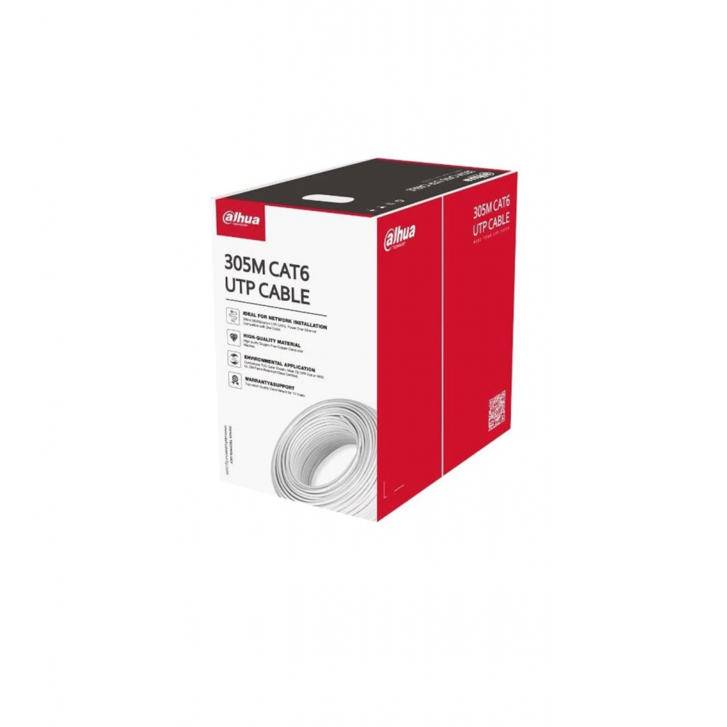 DAHUA DH-PFM920I-6UN-C, CAT6 305m, 24AWG 0.53mm, UTP, %100 Bakır, PVC, Kablo, Beyaz Renk