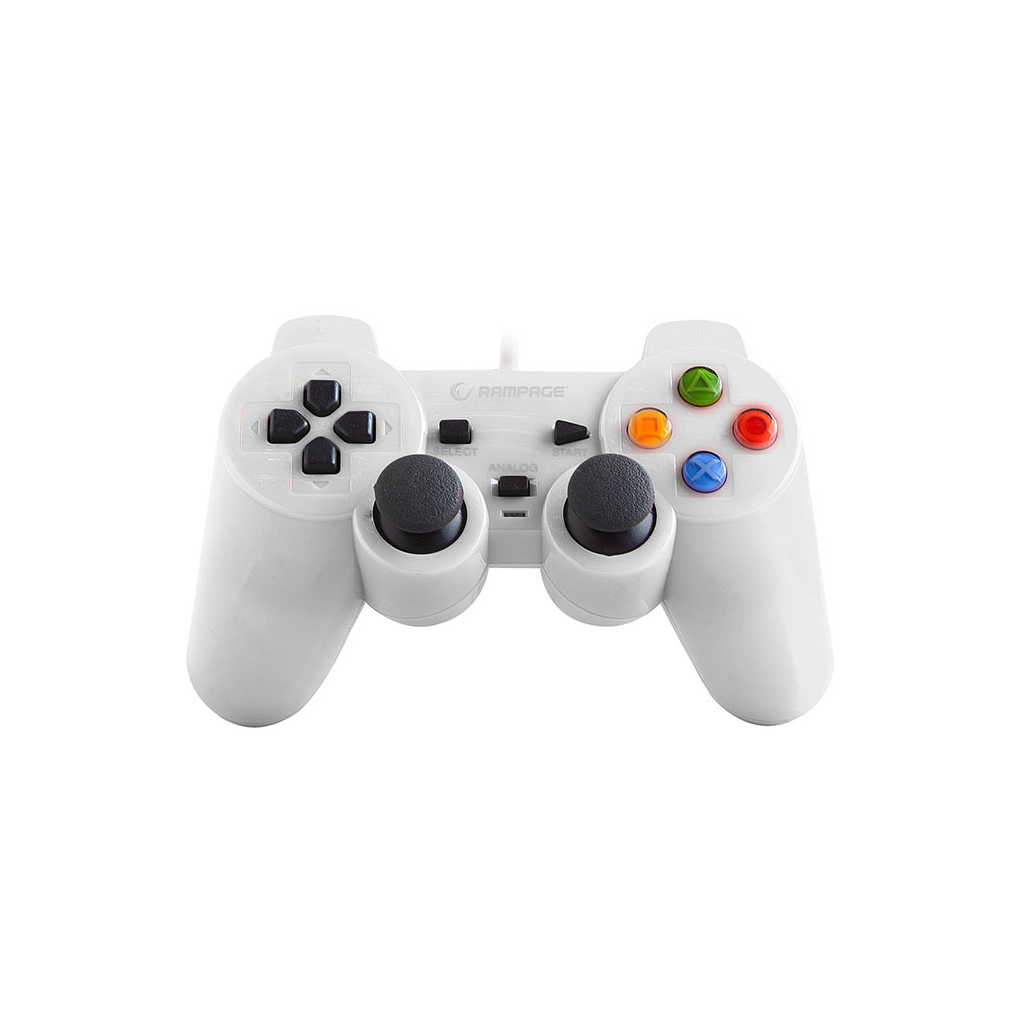 RAMPAGE SG-R602, Beyaz, PC/PS3, 1.8mt Kablolu, Çift Titreşimli, GAMEPAD