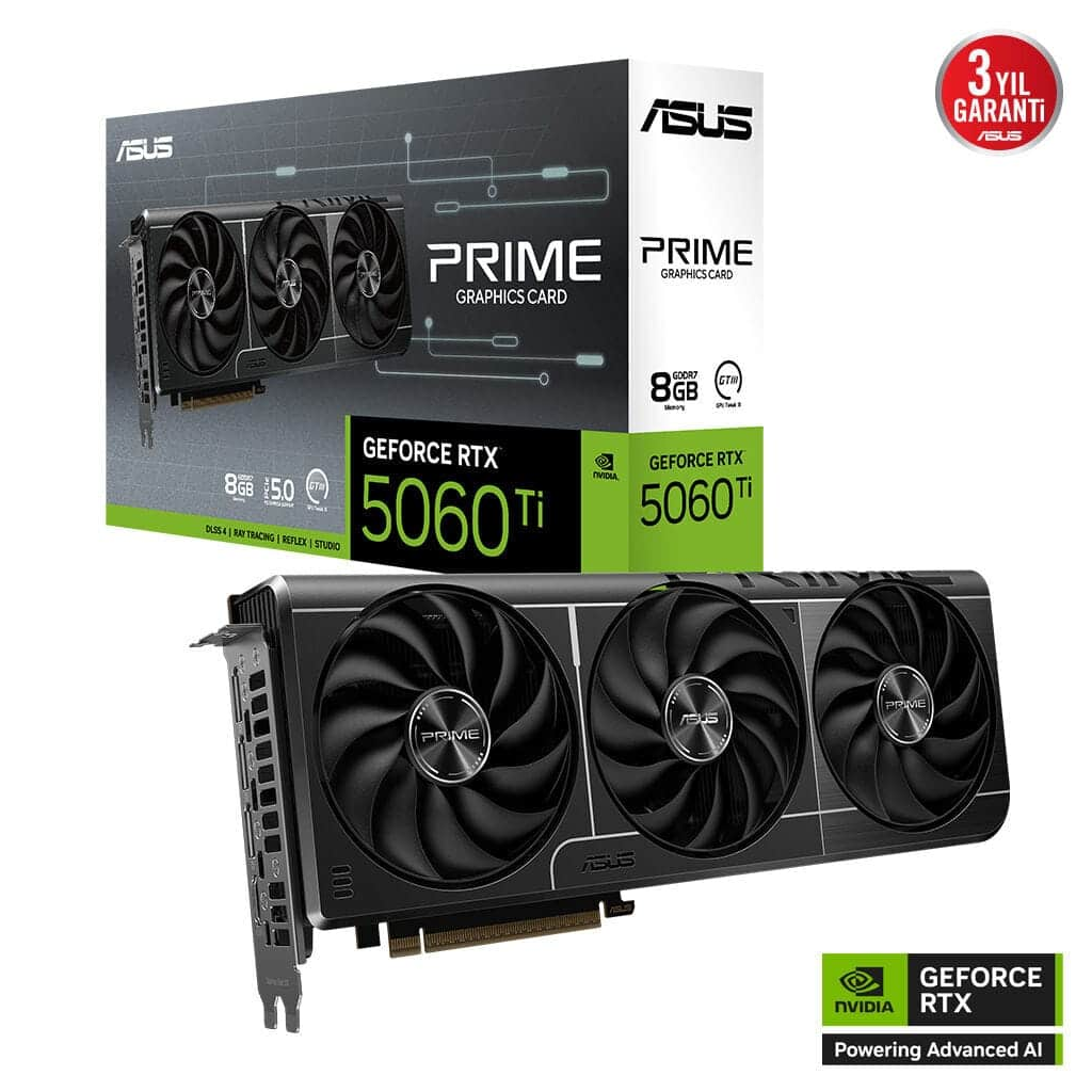 ASUS PRIME-RTX5060TI-8G, 8Gb, 128Bit, GDDR7, 1xHDMI, 3xDP GAMING Ekran Kartı