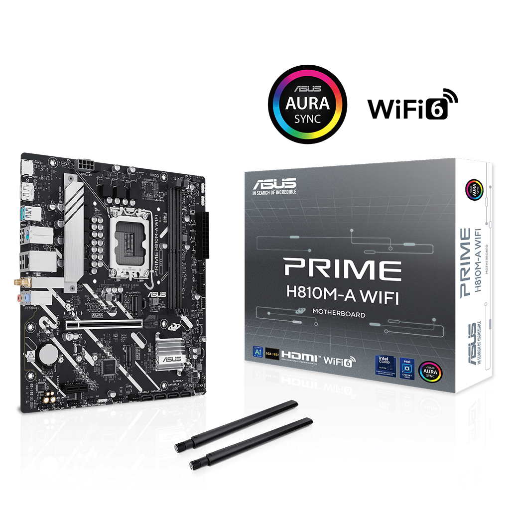 ASUS PRIME H810M-A WIFI, 2xDDR5, 2x M.2, HDMI, DP, Wi-Fi 6, Bluetooth 5.3, Intel Core Ultra CPU(Seri 2), LGA1851 Soket, ATX Anakart