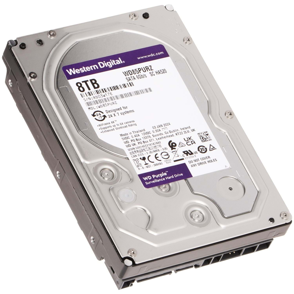WD PURPLE, WD85PURZ, 3.5", 8TB, 256Mb, 5640 Rpm, 7/24 Güvenlik, HDD (Türkiye Distribütörü Garantili)