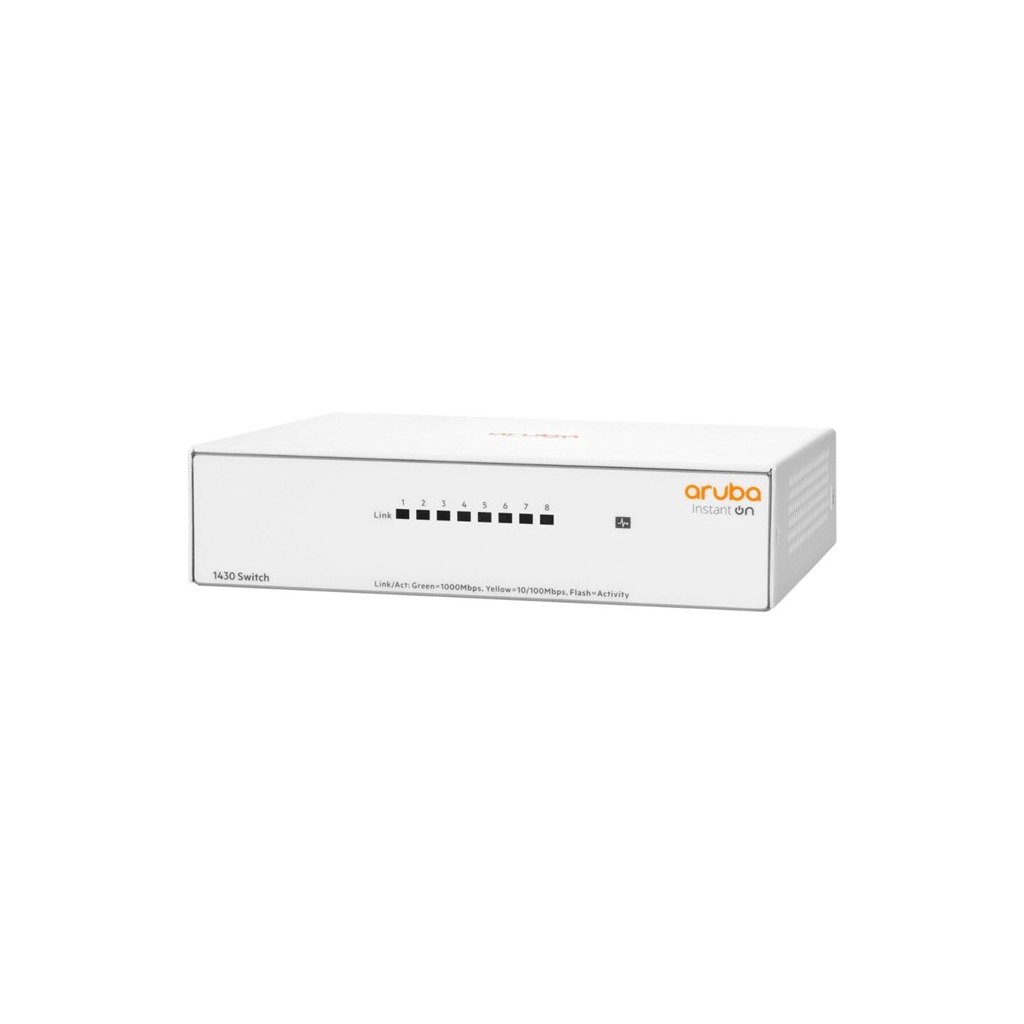 HP Aruba Instant On, R8R45A, 1430-8G, 8Port, GigaBit, Yönetilemez, Masaüstü Switch