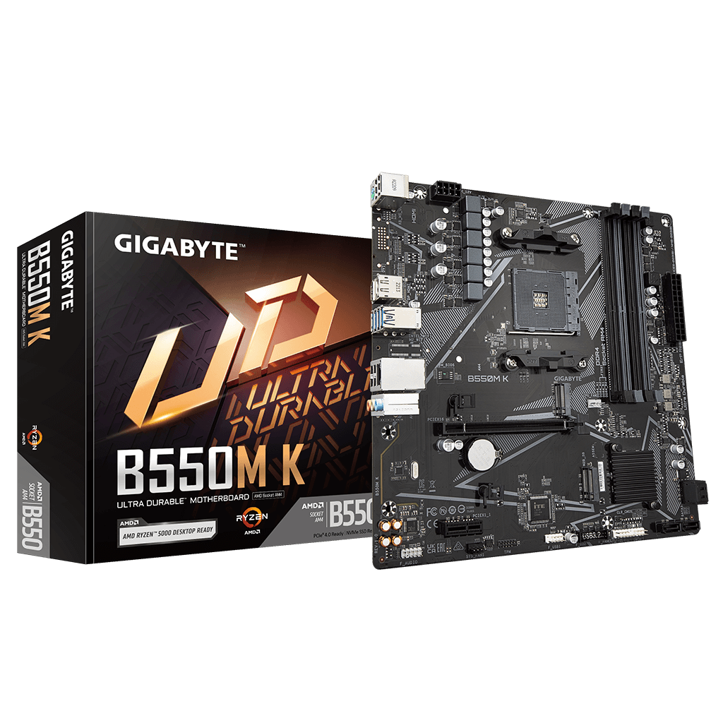 GIGABYTE B550M K, rev.1.0, 4xDDR4, 2xM.2, DP, HDMI, AM4 Soket Anakart
