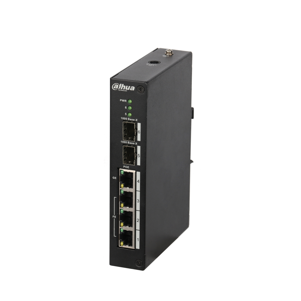 DAHUA PFS3206-4P-96, 3 Port, Megabit, Poe 30W, 1 Port Gigabit PoE 60W, 2 Port Gigabit SFP, Endüstriyel, Yönetilemez, Masaüstü Switch