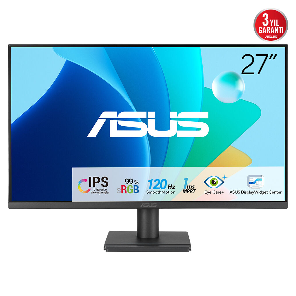 ASUS VA279HG 27" 1ms, 120Hz, Full HD, HDMI, VGA, IPS LED, Çerçevesiz Tasarım, Düşük Mavi Işık, FreeSync Kurumsal Monitör