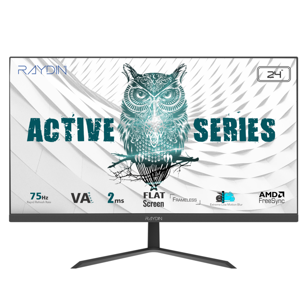 RAYDIN ALISA, 24", 2ms, 75Hz, Full HD, 250 nits, D-Sub, HDMI, Frameless, VA LED Monitör (Siyah)