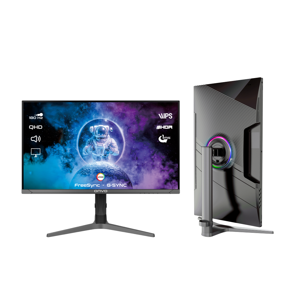 ONVO OV32MNT301GQ, 31,5" 1ms, 180Hz, 2K Quad HD, 2xHDMI, DP, 2x2W Hoparlör, Pivot, IPS Panel, NVDI G-Sync ve AMD FreeSync, GAMING Monitör