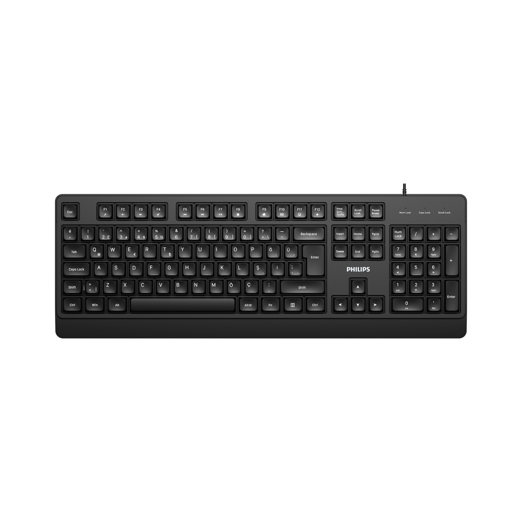 PHILIPS SPK6247B, USB Kablolu, Türkçe Q, Multimedya Klavye (Siyah)