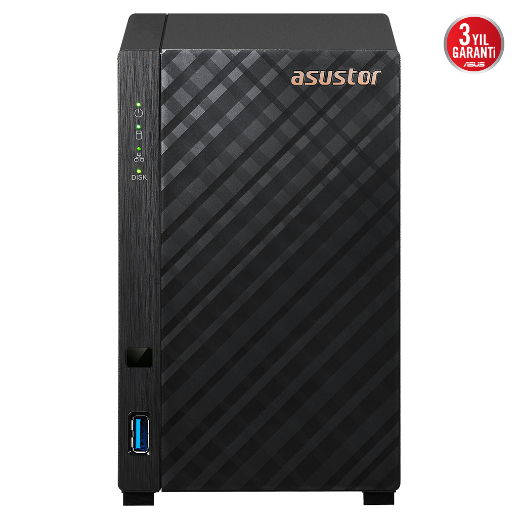 ASUSTOR AS1102TL, 1Gb DDR4 Ram, 2 Yuvalı (2x22TB Destek), 1x2.5GbE Network, USB 3.2, USB 2.0, Tower NAS (Yedekleme) Cihazı