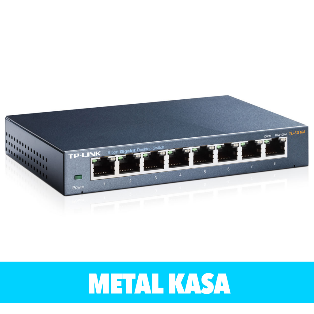 TP-LINK TL-SG108, 8 Port, GigaBit, Yönetilemez, Metal Kasa, Masaüstü Switch