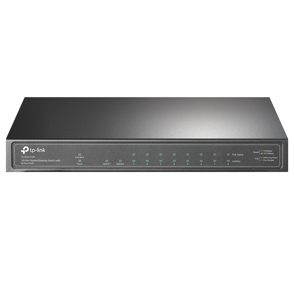 TP-LINK TL-SG1210P, 8 Port, Gigabit, PoE 63W, 1 Port SFP, Yönetilemez, Metal Kasa, Masaüstü Switch