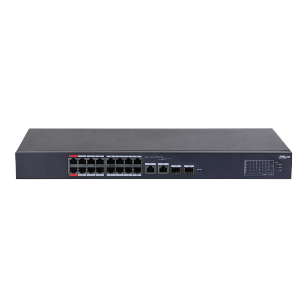 DAHUA CS4218-16ET-190, 16Port, Megabit, PoE 190W, 2 Port SFP Gigabit Combo, Cloud Yönetilebilir, Switch