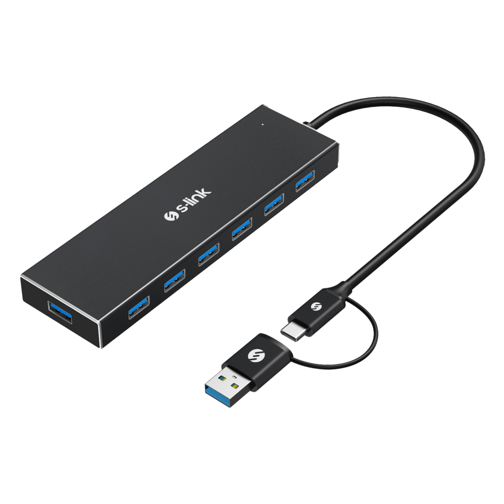 S-LINK SW-U317, USB3.0 Type-C to , 7xUSB 3.0, Metal, USB HUB