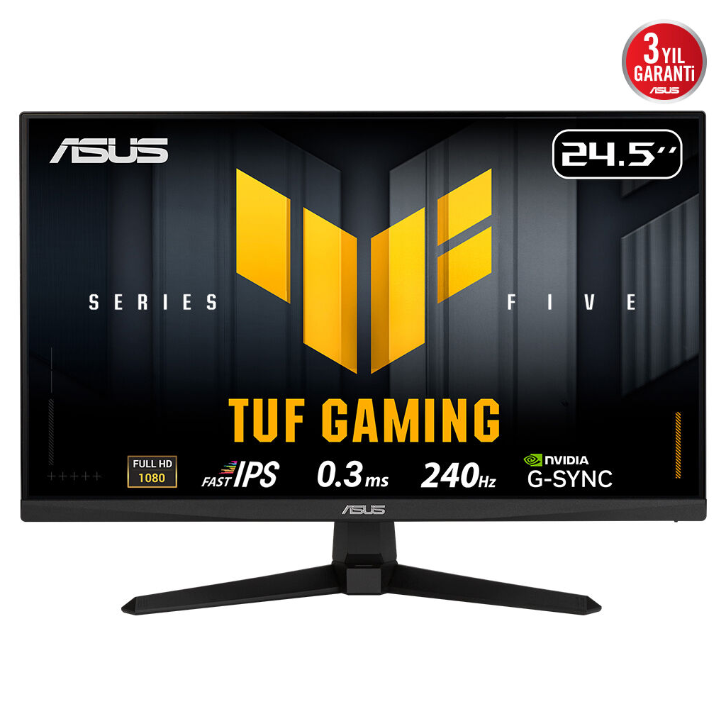 ASUS TUF GAMING VG259QM5A 24,5" 0.3ms, 240Hz, Full HD, DP, 2xHDMI, Hoparlör, Fast IPS LED, ELMB Sync Premium, GAMING Monitör
