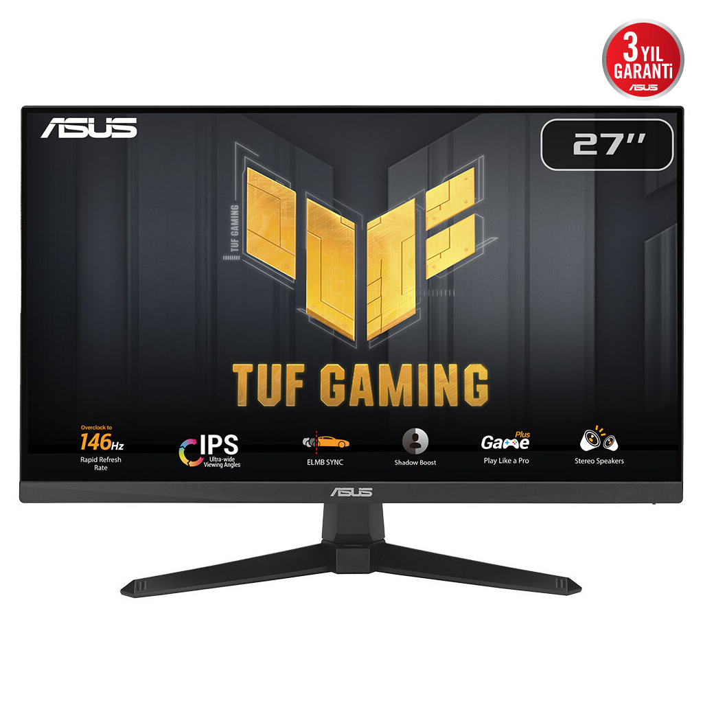 ASUS TUF GAMING VG279QE5A 27" 1ms, 146Hz, Full HD, DP, HDMI, Hoparlör, Fast IPS LED, Düşük Mavi Işık, FreeSync Premium, GAMING Monitör