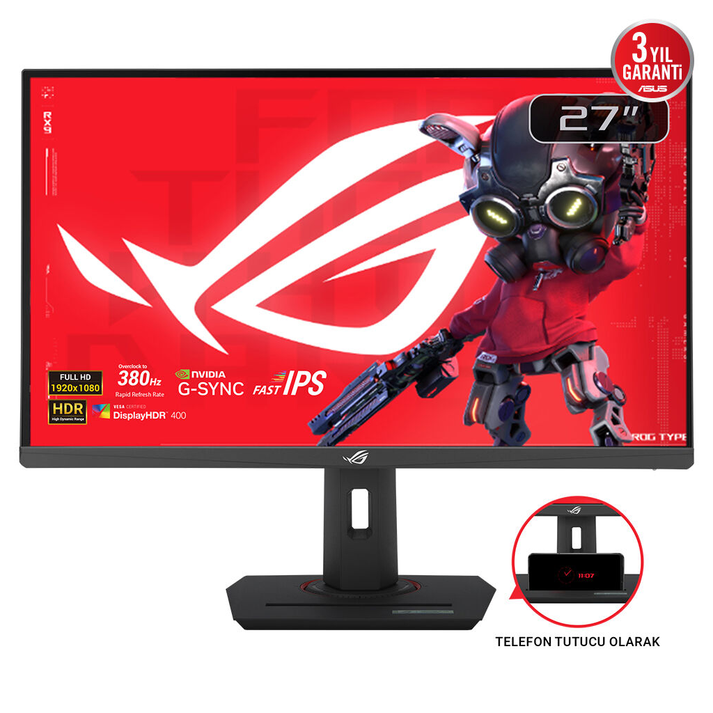ASUS ROG STRIX XG279CNS 27" 0.3ms, 380Hz, Full HD, DP, HDMI, USB-C, Fast IPS LED, ELMB Sync Premium, GAMING Monitör