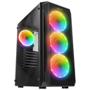 EVEREST X-RACER, Mesh, 600W, 4x12cm RGB Fan, Temperli Cam Yan Panel, ATX, GAMING KASA