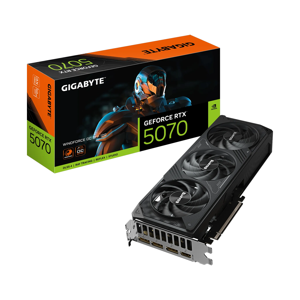 GIGABYTE GV-N5070WF3OC-12GD, RTX5070, WINDFORCE OC, 12Gb, GDDR7, 192BIT, 3 Fanlı, 1xHDMI, 3xDP, GAMING Ekran KARTI
